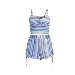 Y2K Crochet Cami Girls Large Top and Shorts 2-Piece Lounge Swim boho